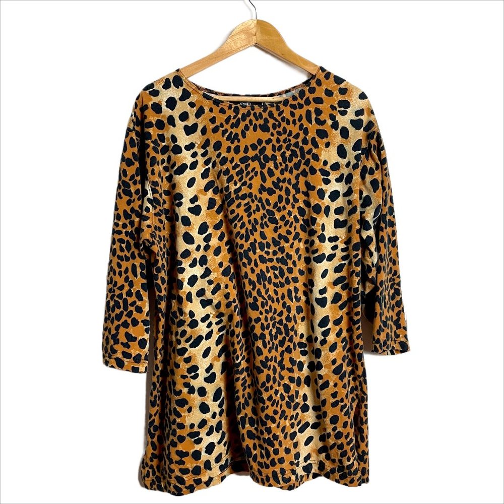 1990s vintage leopard print tunic - size 1X